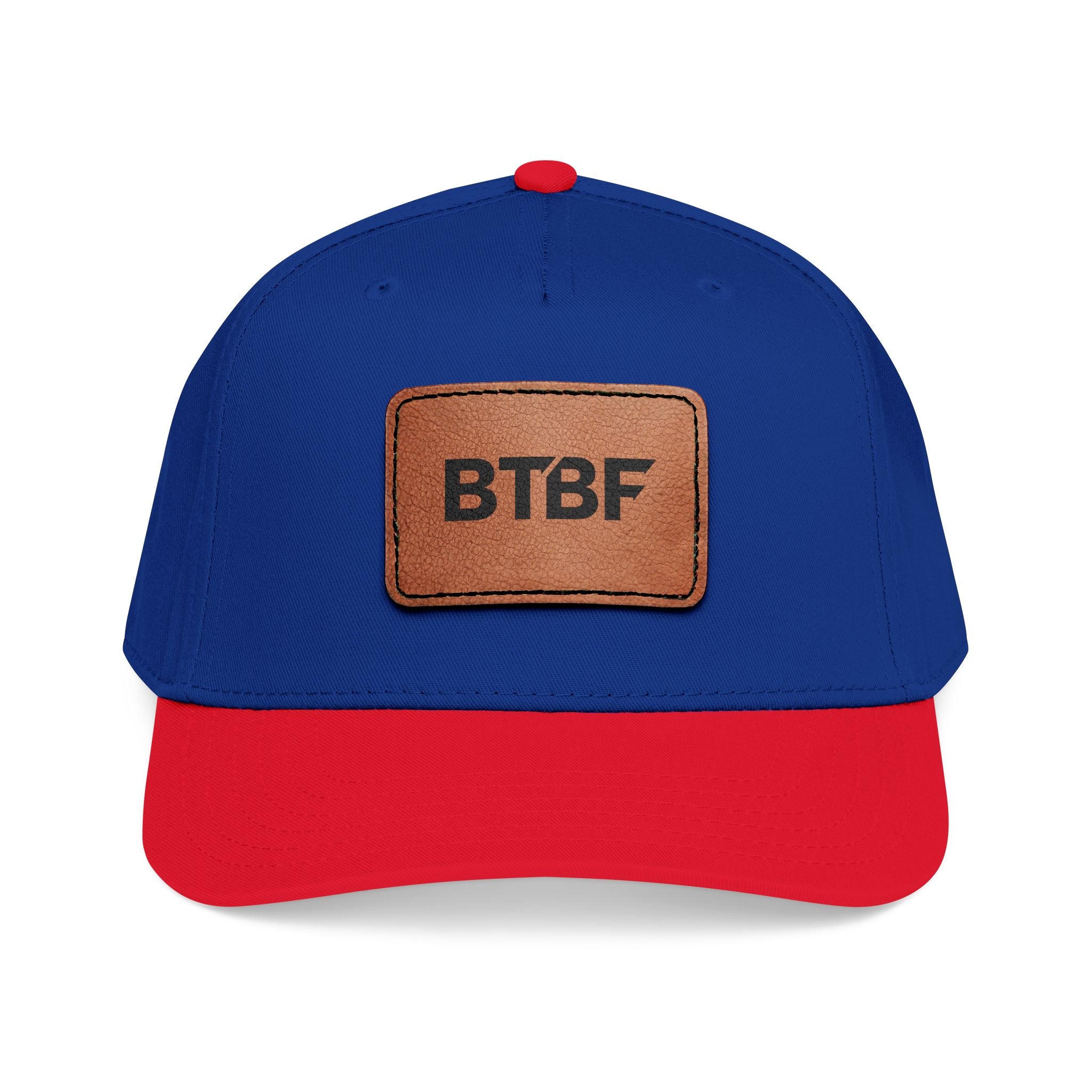 BTBF Leather Patch Baseball Cap — Mid Profile Rectangle Patch Hat