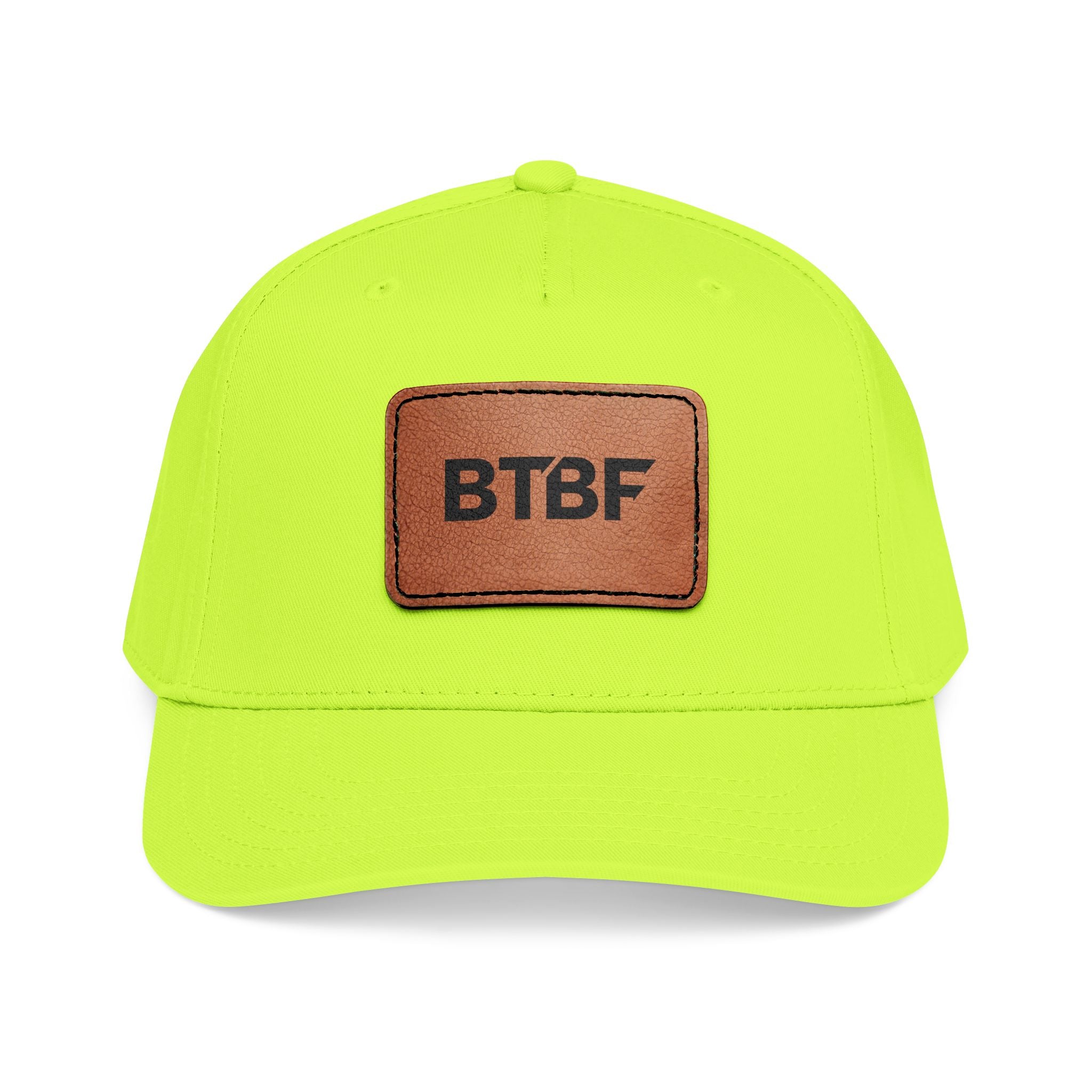 BTBF Leather Patch Baseball Cap — Mid Profile Rectangle Patch Hat