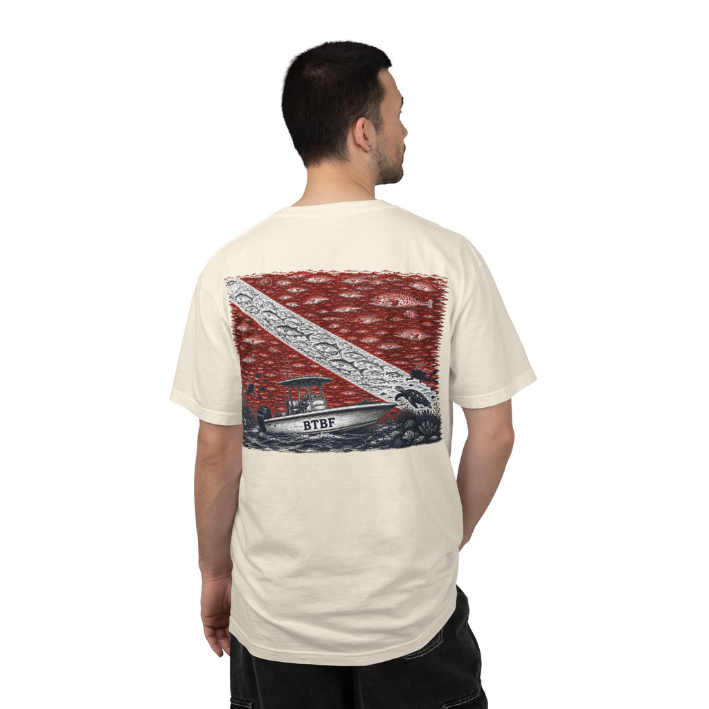 BTBF Dive Flag T-Shirt — Back Graphic Boat & Scuba Flag Tee