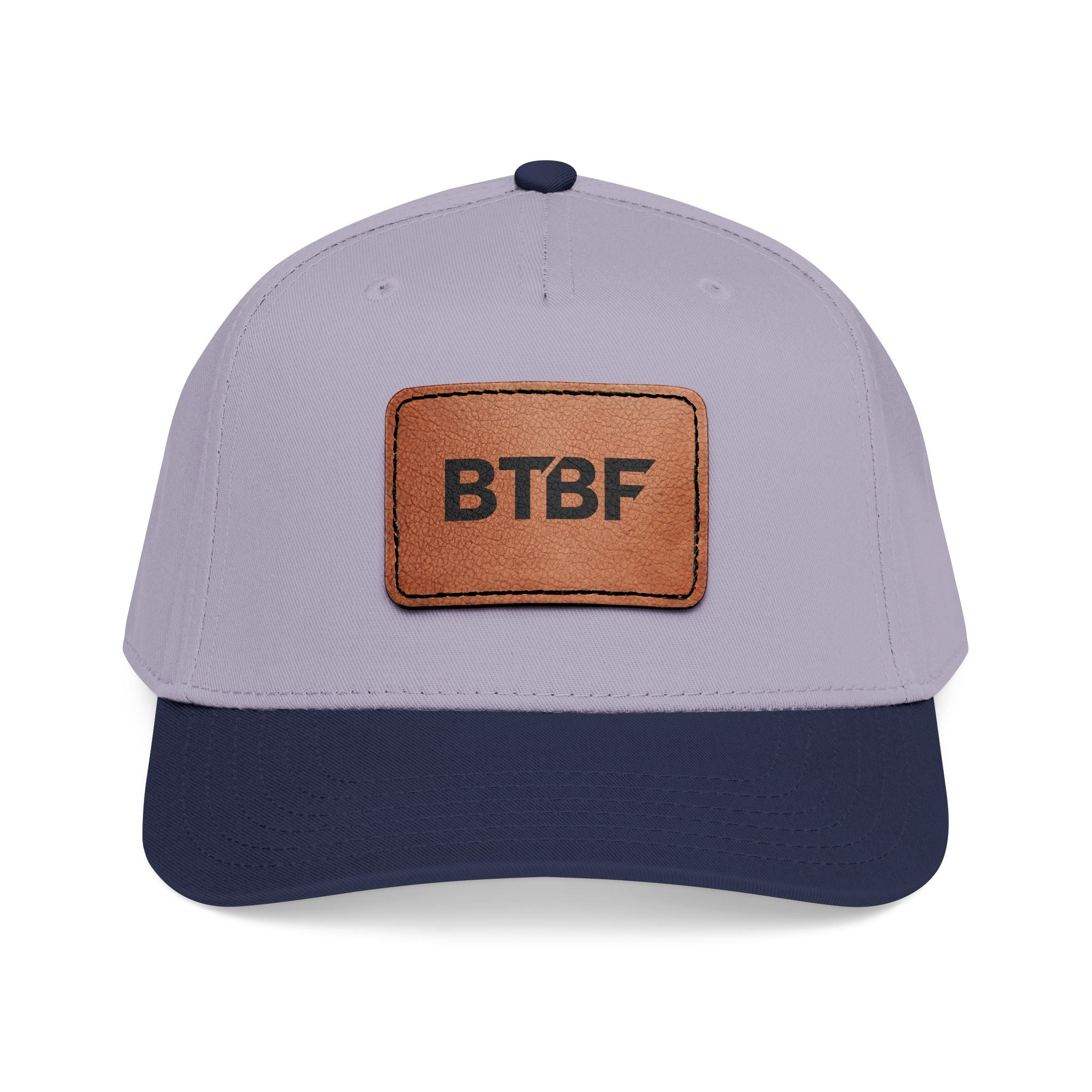 BTBF Leather Patch Baseball Cap — Mid Profile Rectangle Patch Hat