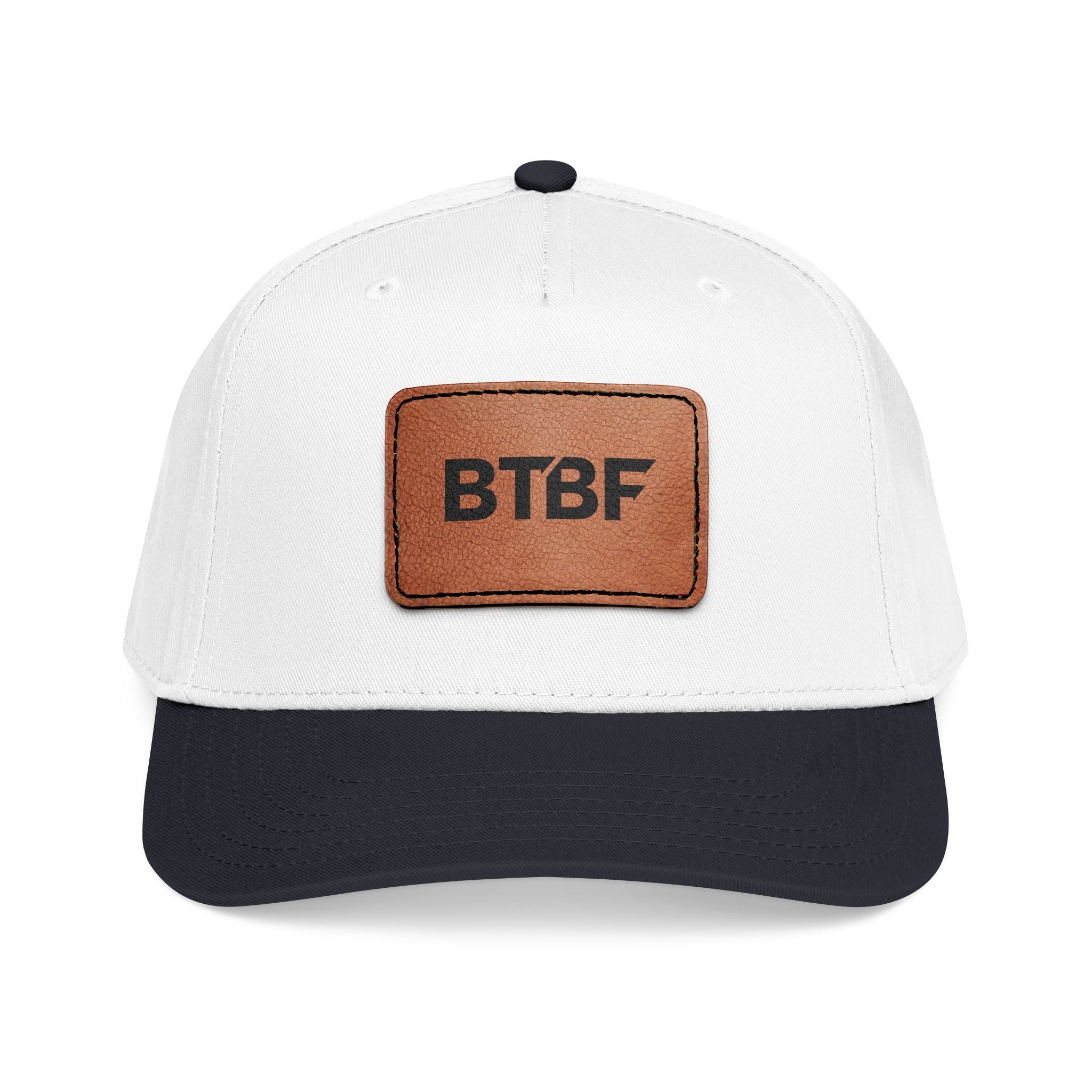 BTBF Leather Patch Baseball Cap — Mid Profile Rectangle Patch Hat