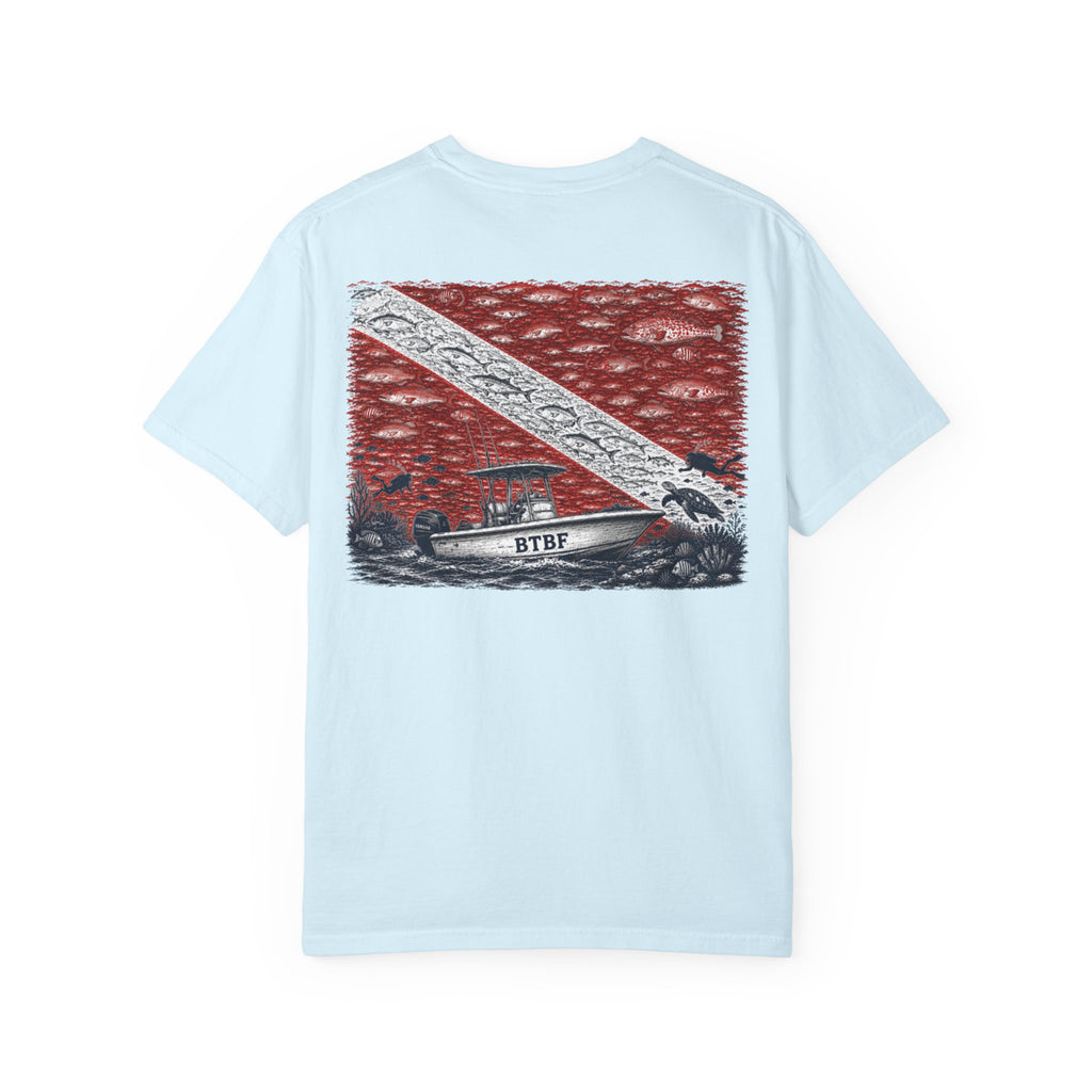 BTBF Dive Flag T-Shirt — Back Graphic Boat & Scuba Flag Tee