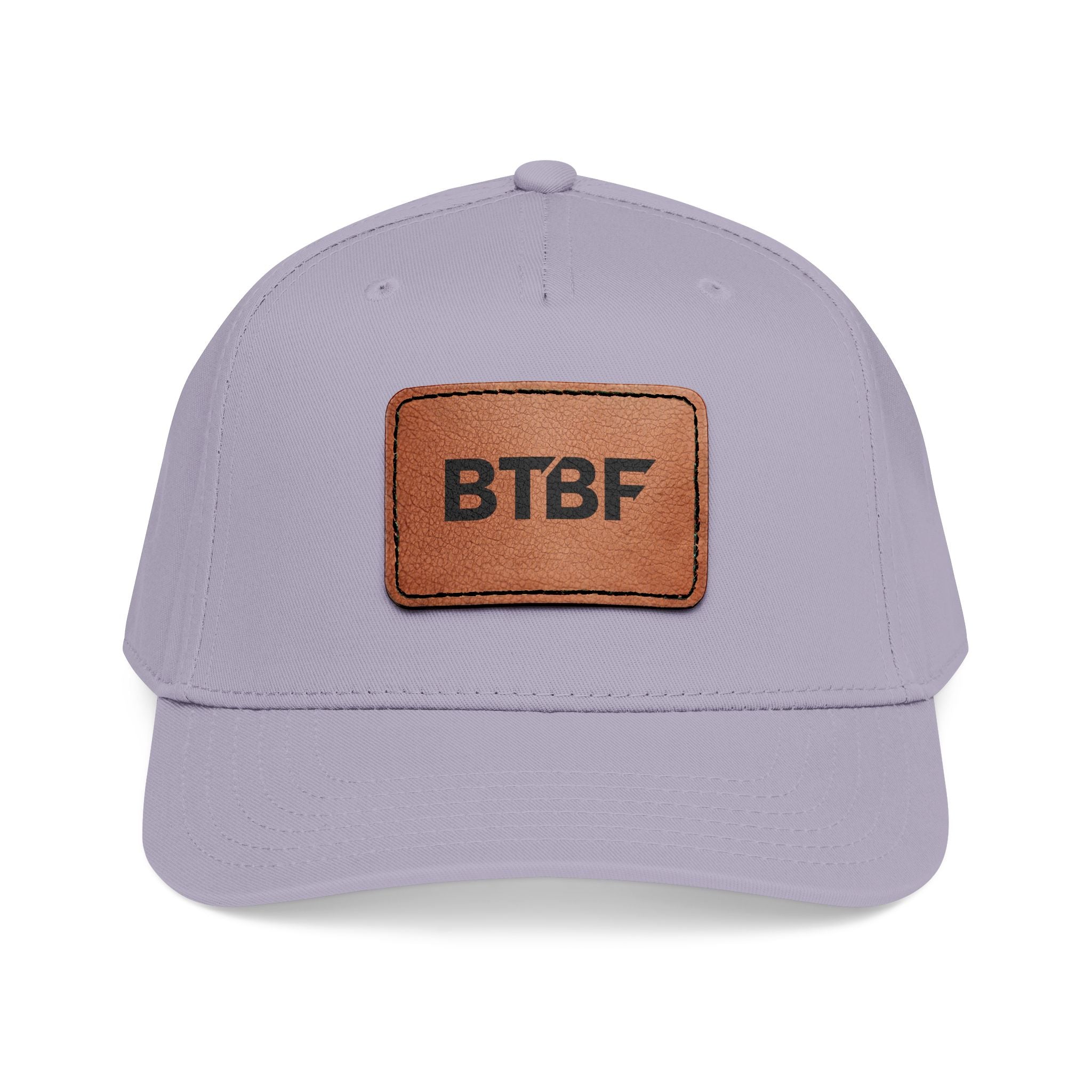 BTBF Leather Patch Baseball Cap — Mid Profile Rectangle Patch Hat