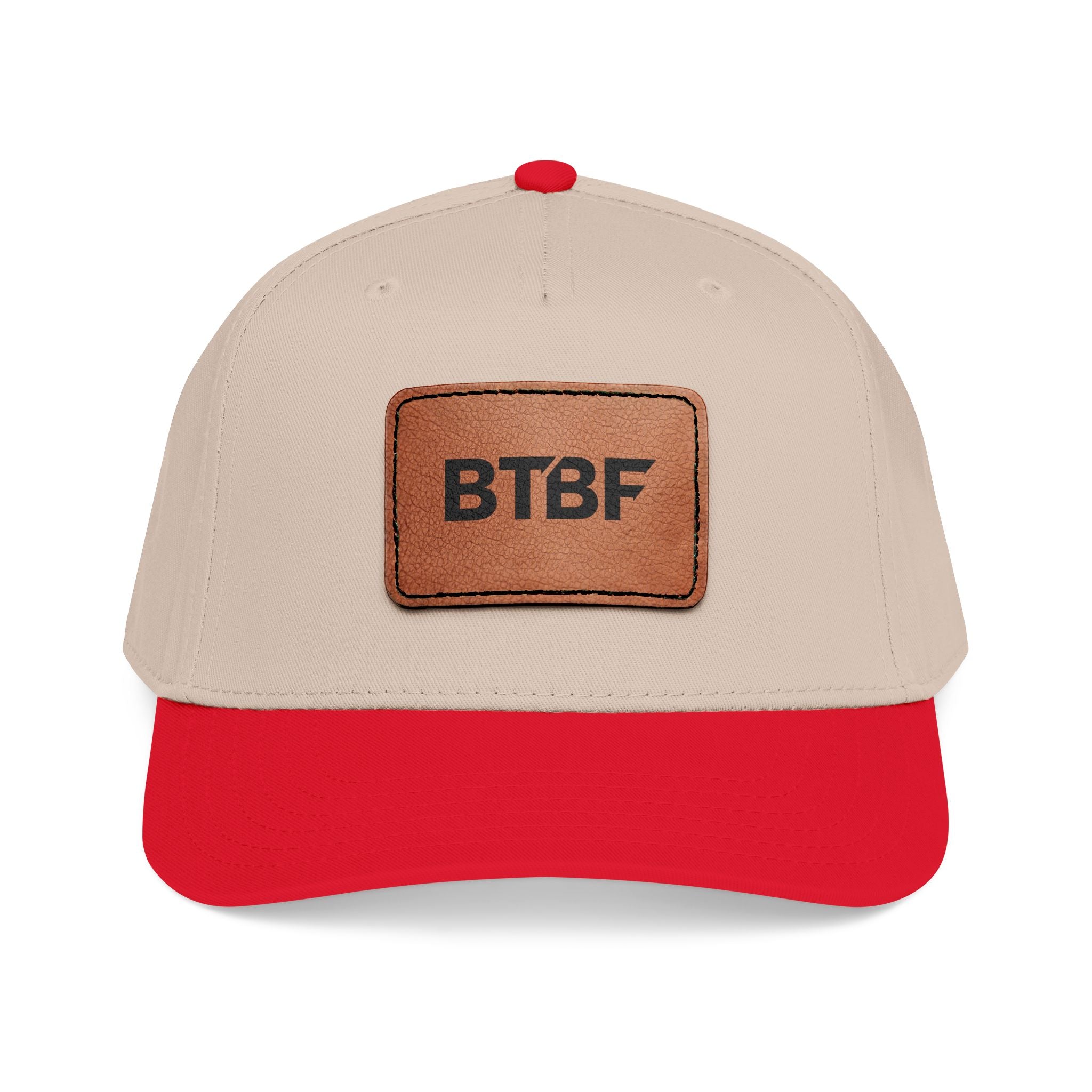BTBF Leather Patch Baseball Cap — Mid Profile Rectangle Patch Hat