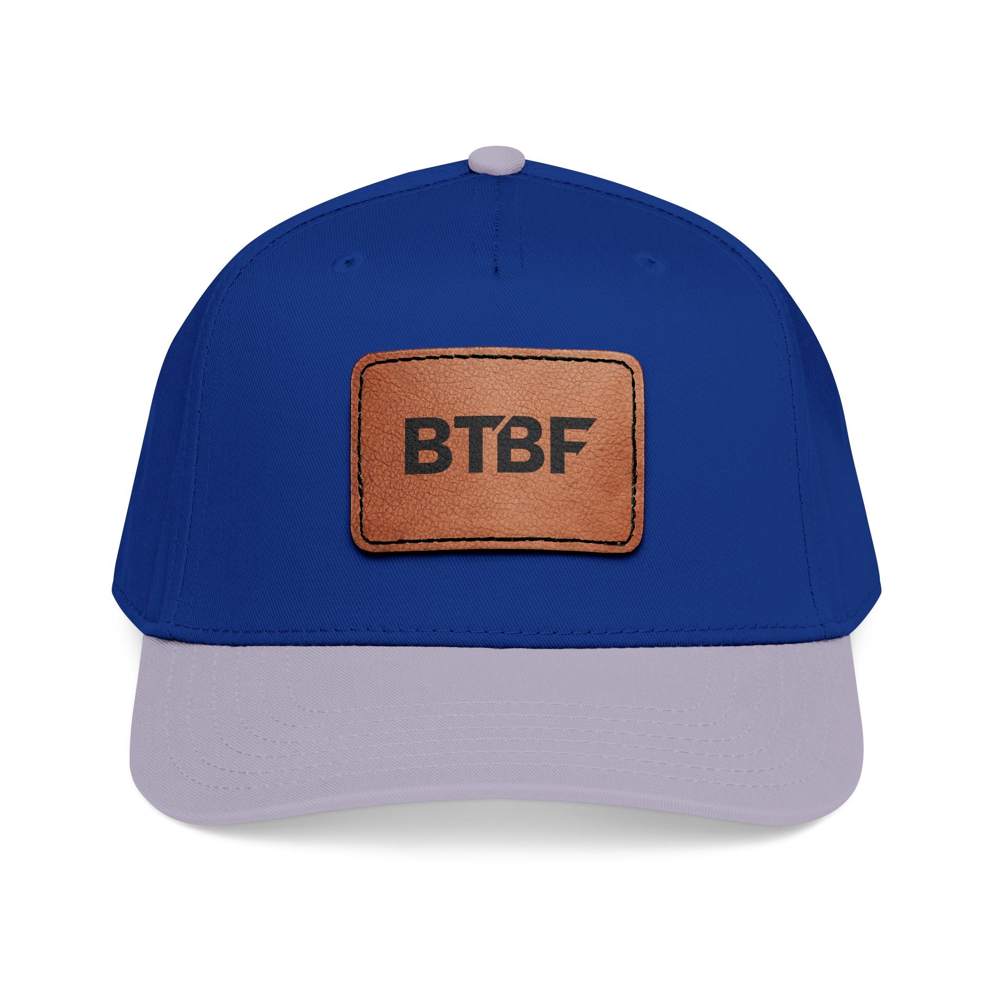 BTBF Leather Patch Baseball Cap — Mid Profile Rectangle Patch Hat