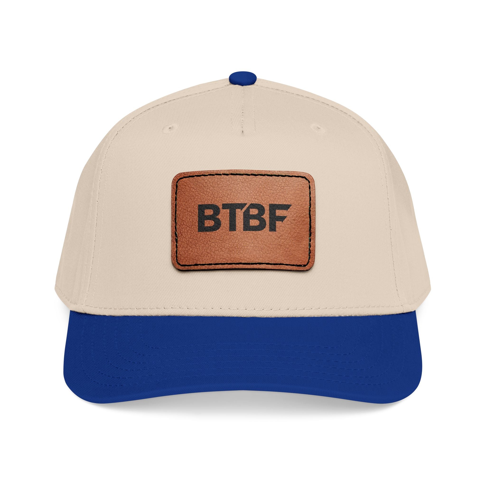 BTBF Leather Patch Baseball Cap — Mid Profile Rectangle Patch Hat